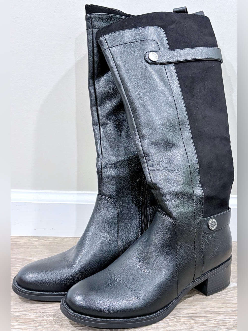 Franco Sarto Black Mid-Calf Heeled Boots